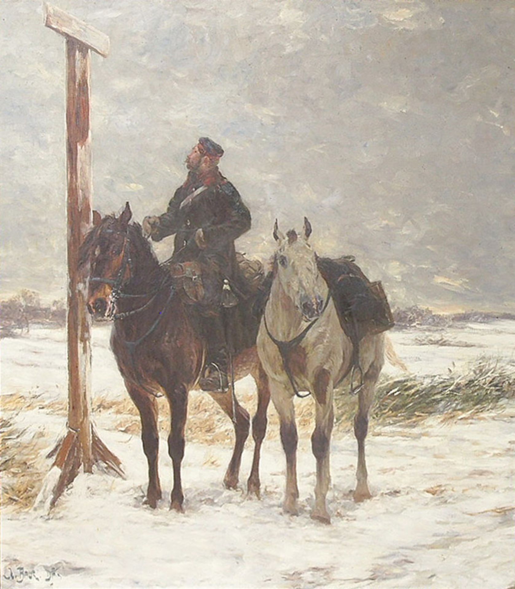 BAUR, Albert: Preußischer Reiter in Winterlandschaft - Bild 2 aus 2