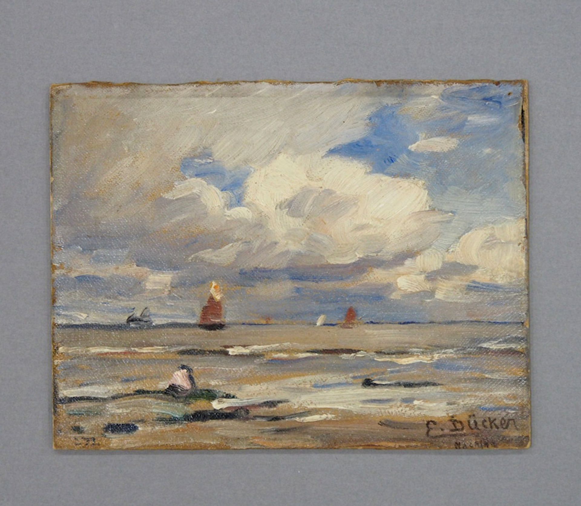 DÜCKER, Eugen Gustav: Segelschiffe vor dem Strand - Image 3 of 8