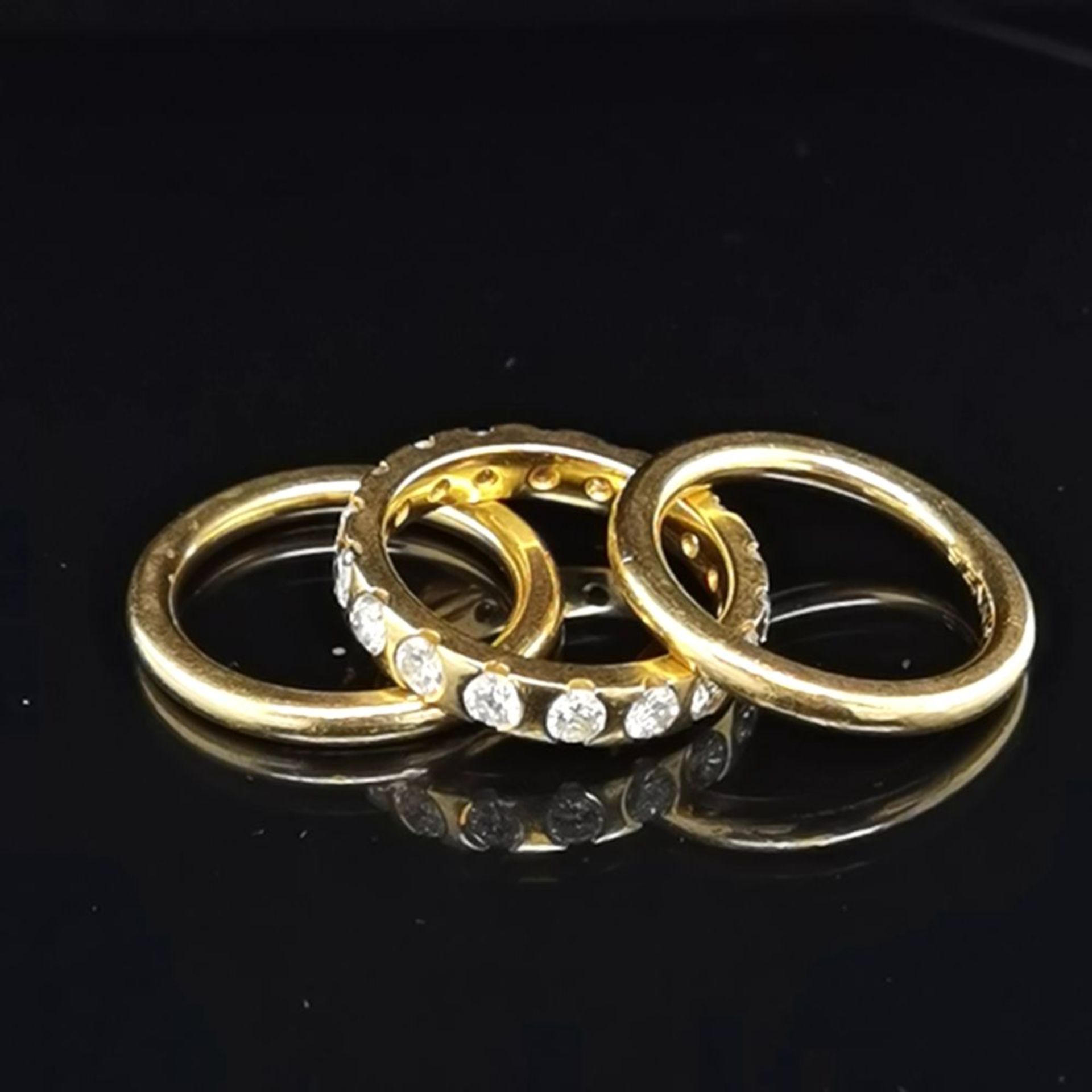 Brillant-Ring-Set, 750 Gelbgold 15,80 - Bild 2 aus 2