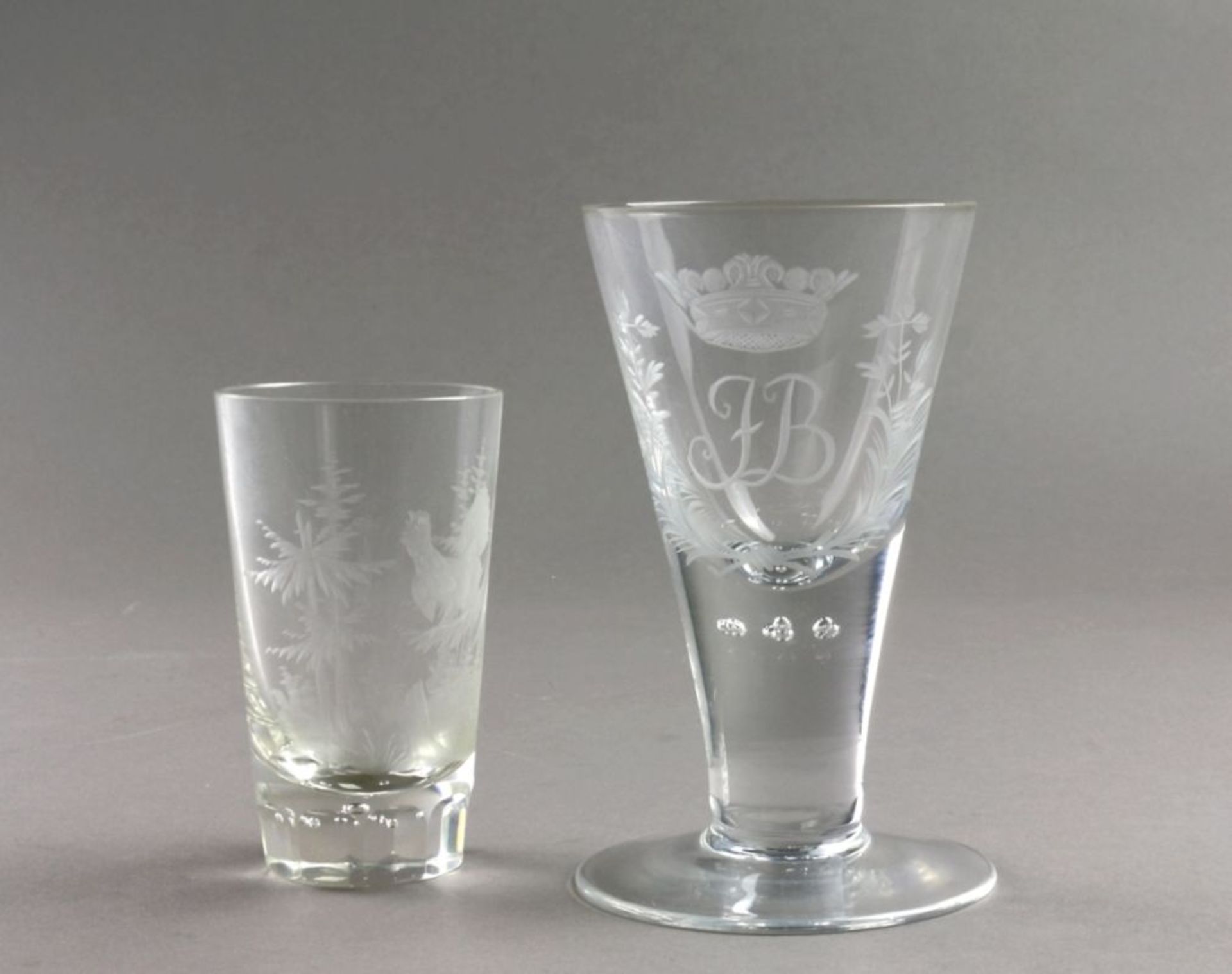 Kelchglas mit bekröntem Monogramm, 19.