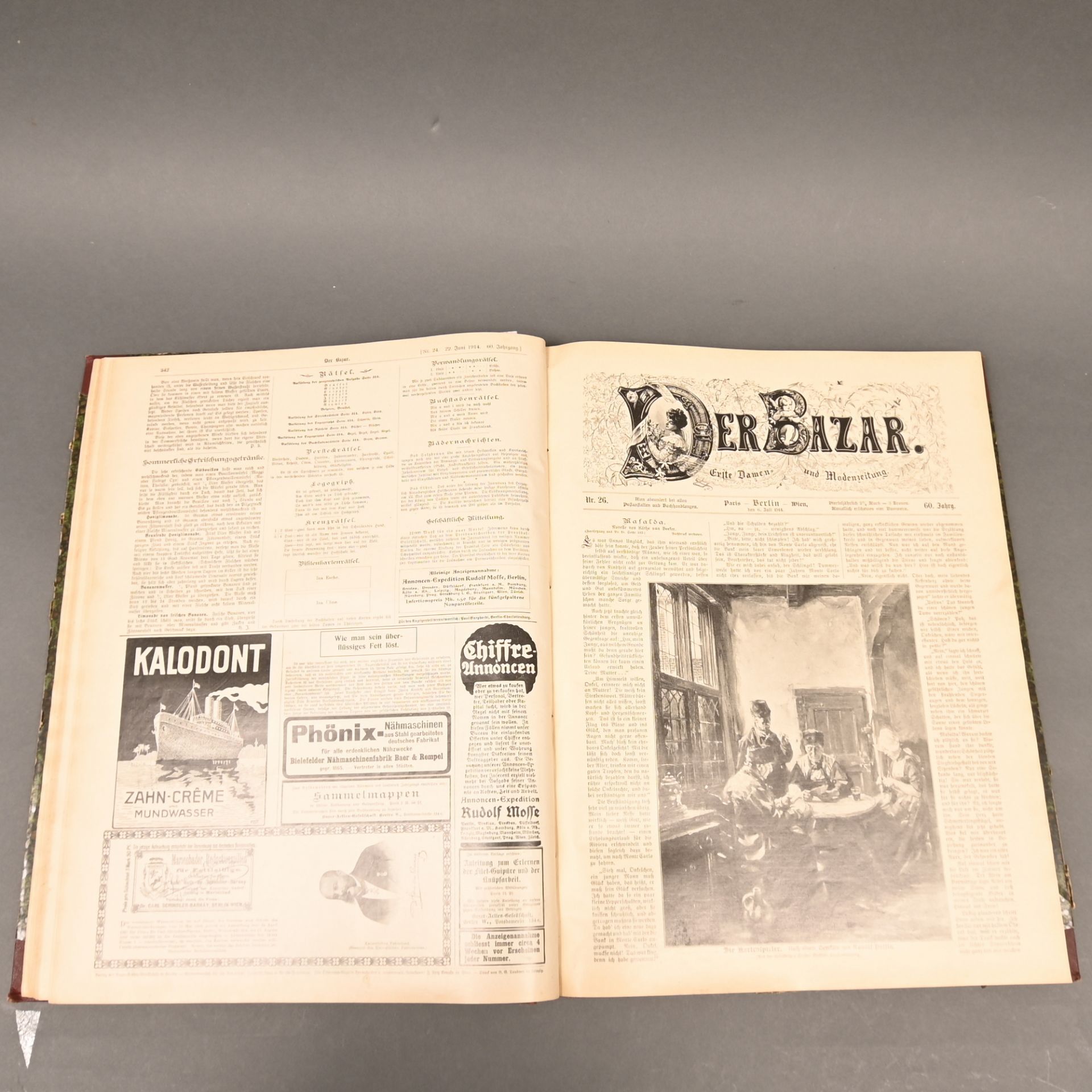 Gebundene Zeitschrift "Der Bazar", Jahrgang 1914/15, Gardarobe, Wäsche,Handarbeiten etc.,