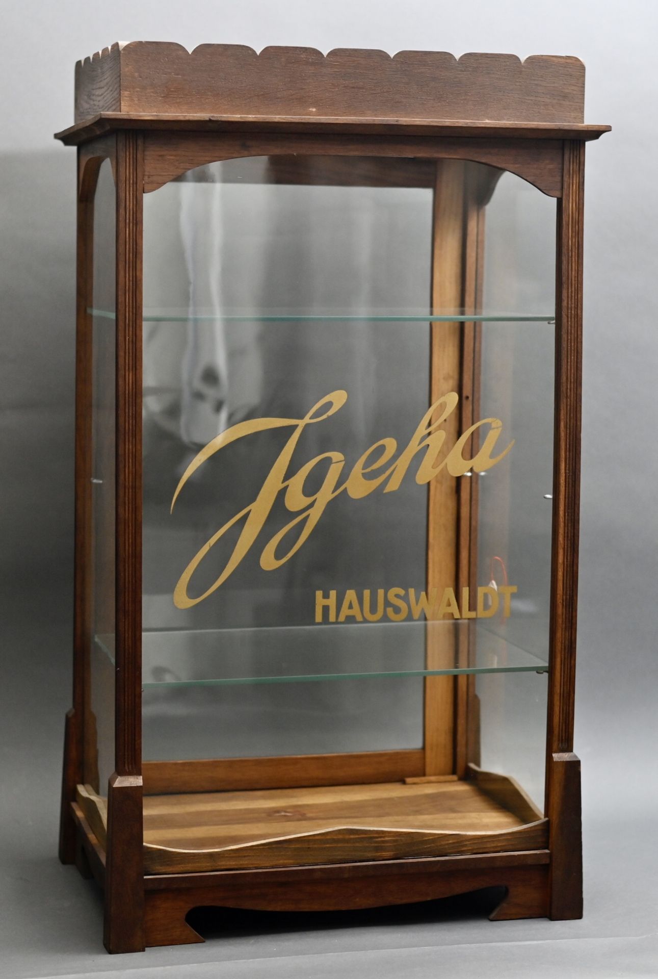 Ladenvitrine Jugendstil, um 1910, Reklamemarke "Wagner-Igeha Cacao-Chocolade Hauswaldt" Magdeburg,