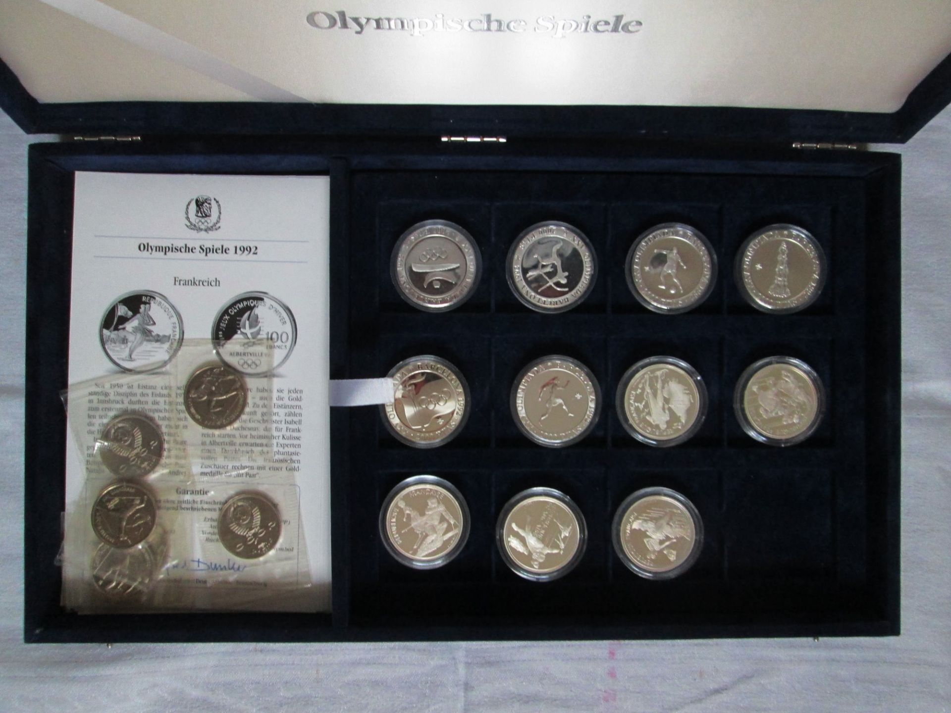 Olympische Spiel 1992 Münzsammlung 12 Stück Silber PP in orig. Kapsel und 5 x 1 Rubel Ku-Ni meist