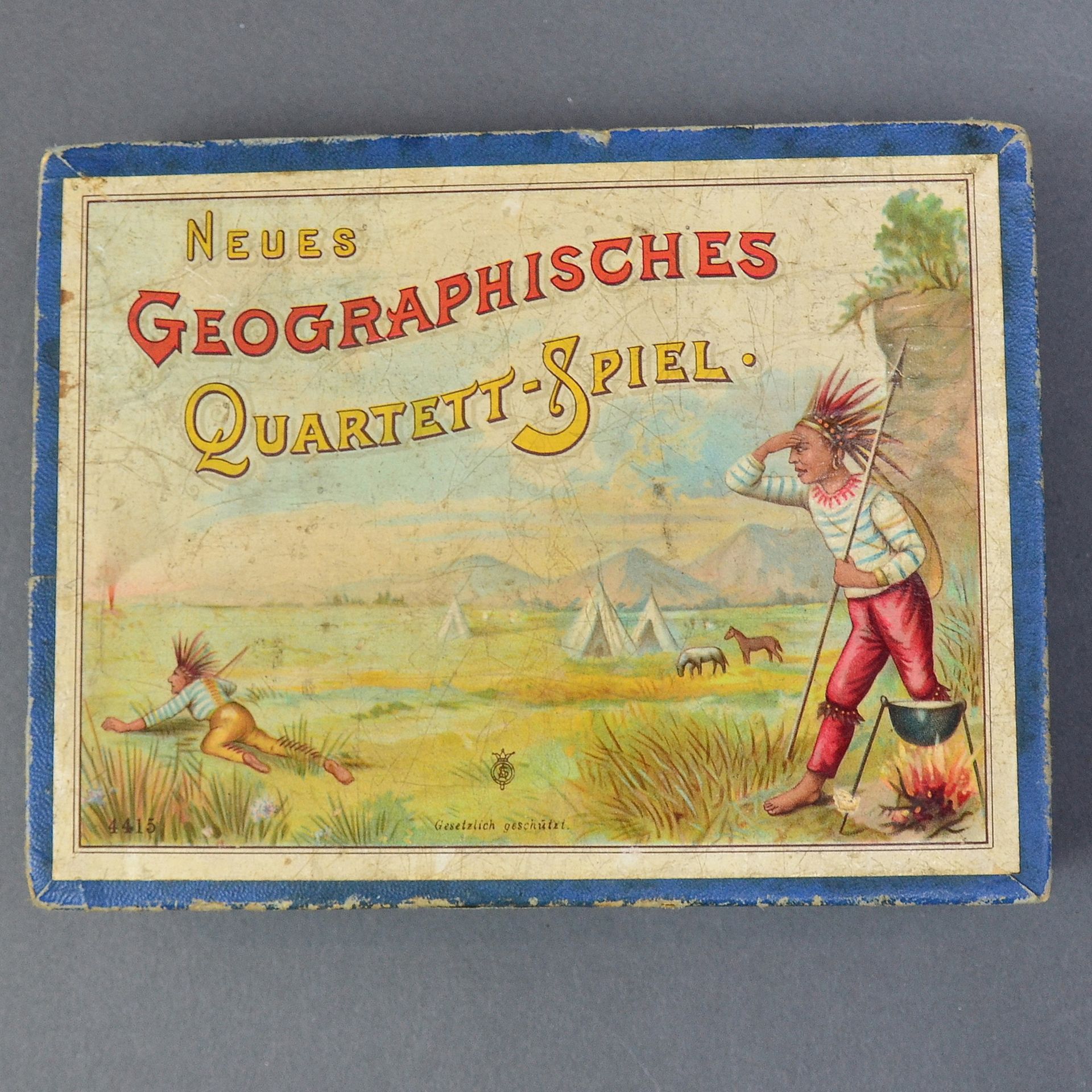 Neues Geographisches Quartett-Spiel, um 1900, vollständig und gut erhalten