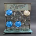 Original-"Henze" Bonbon-Verkaufsausteller, um 1930, 6 Gläser