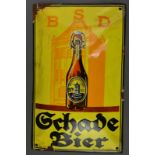 Emailleschild "Schade-Bier" Dessau, Hersteller Boos & Hahn/Ortenberg, Pyroemaille, gewölbt,