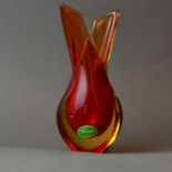 Murano Vase, originales Klebeetikett, Flavio Poli für Seguso d`Arte