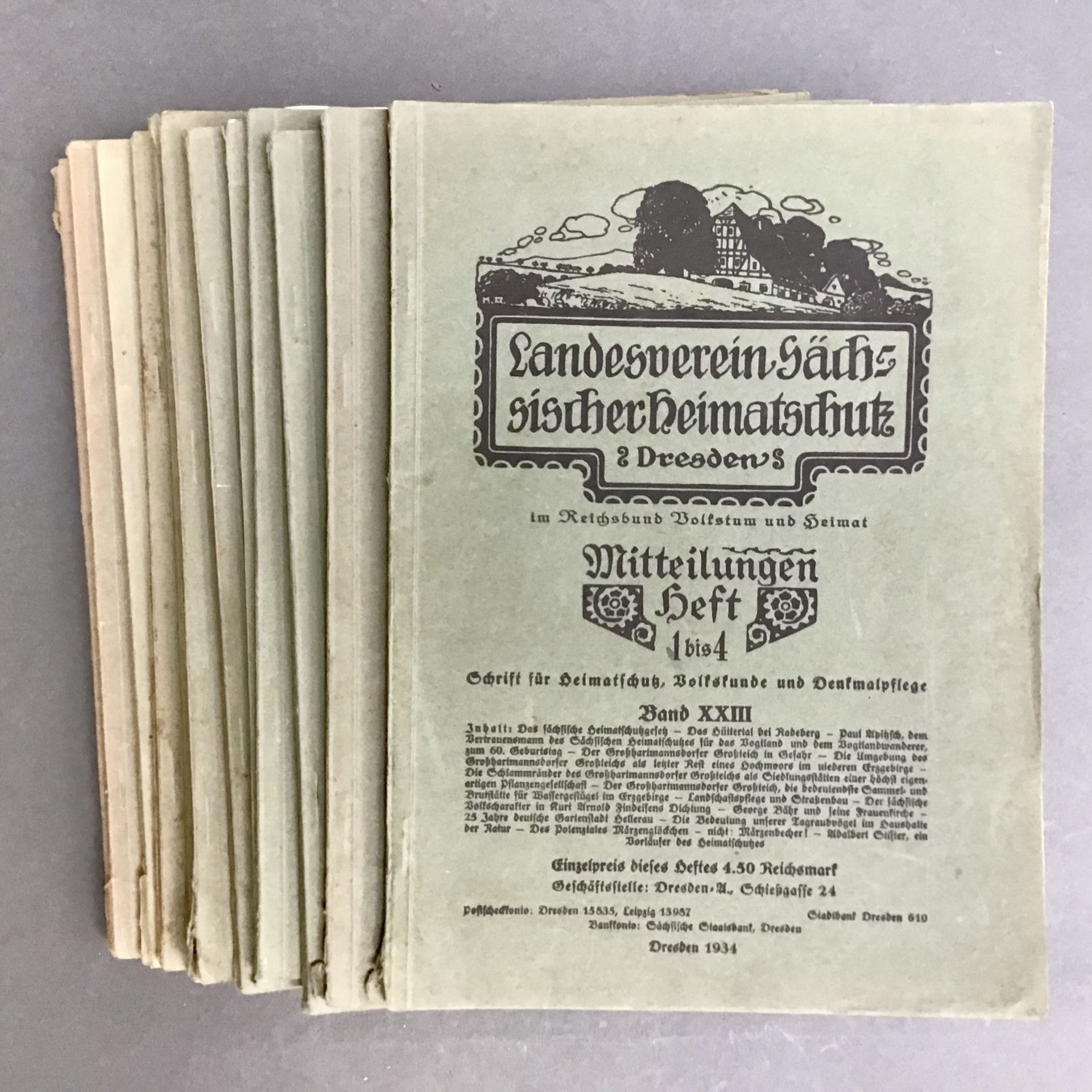Mitteilungshefte "Landesverein Sächsischer Heimatschutz Dresden", 12 Stück, 1924 7-10,