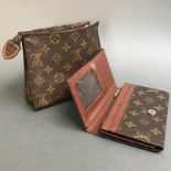 Louis Vuitton Paris, oiginal Damen-Kosmetik- und Brieftasche, braun und beiges Innenfutter,