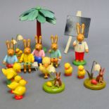 Konvolut Ostern, VEB Tarbarz Thüringen, Osterhasen und Hühnchen, Hasenschule