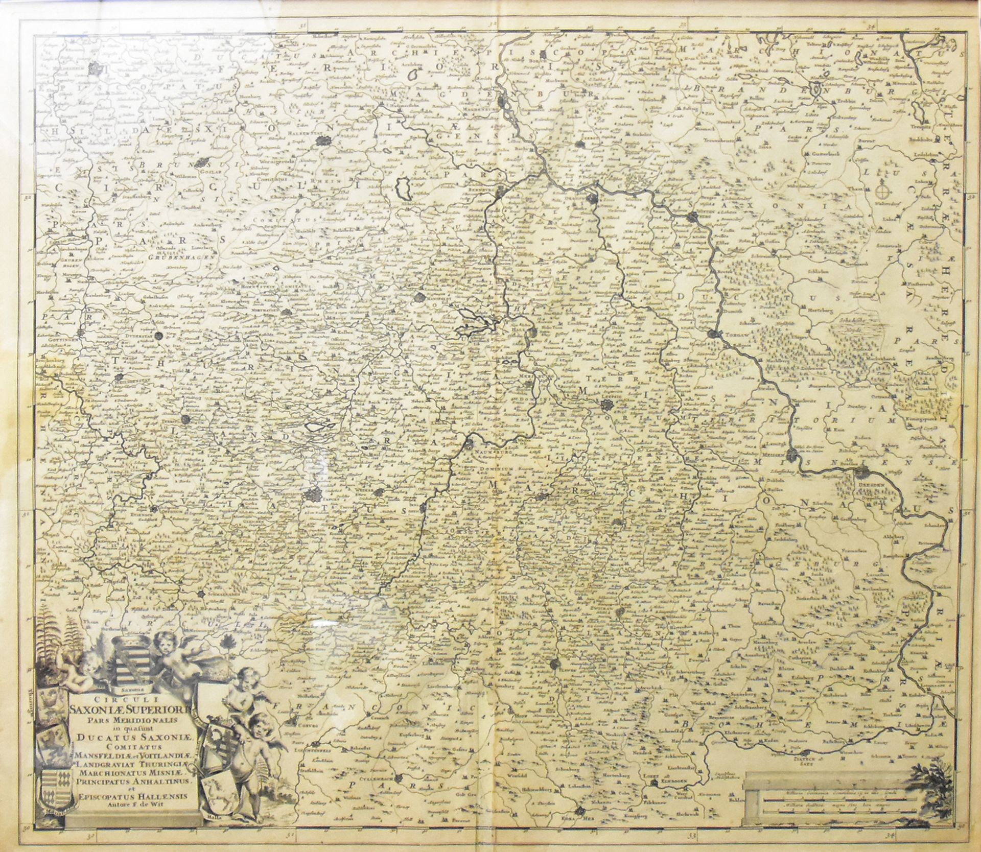 Topographische Kupferstichkarte Saxonia nach Frederik de Wit (1630-1706)