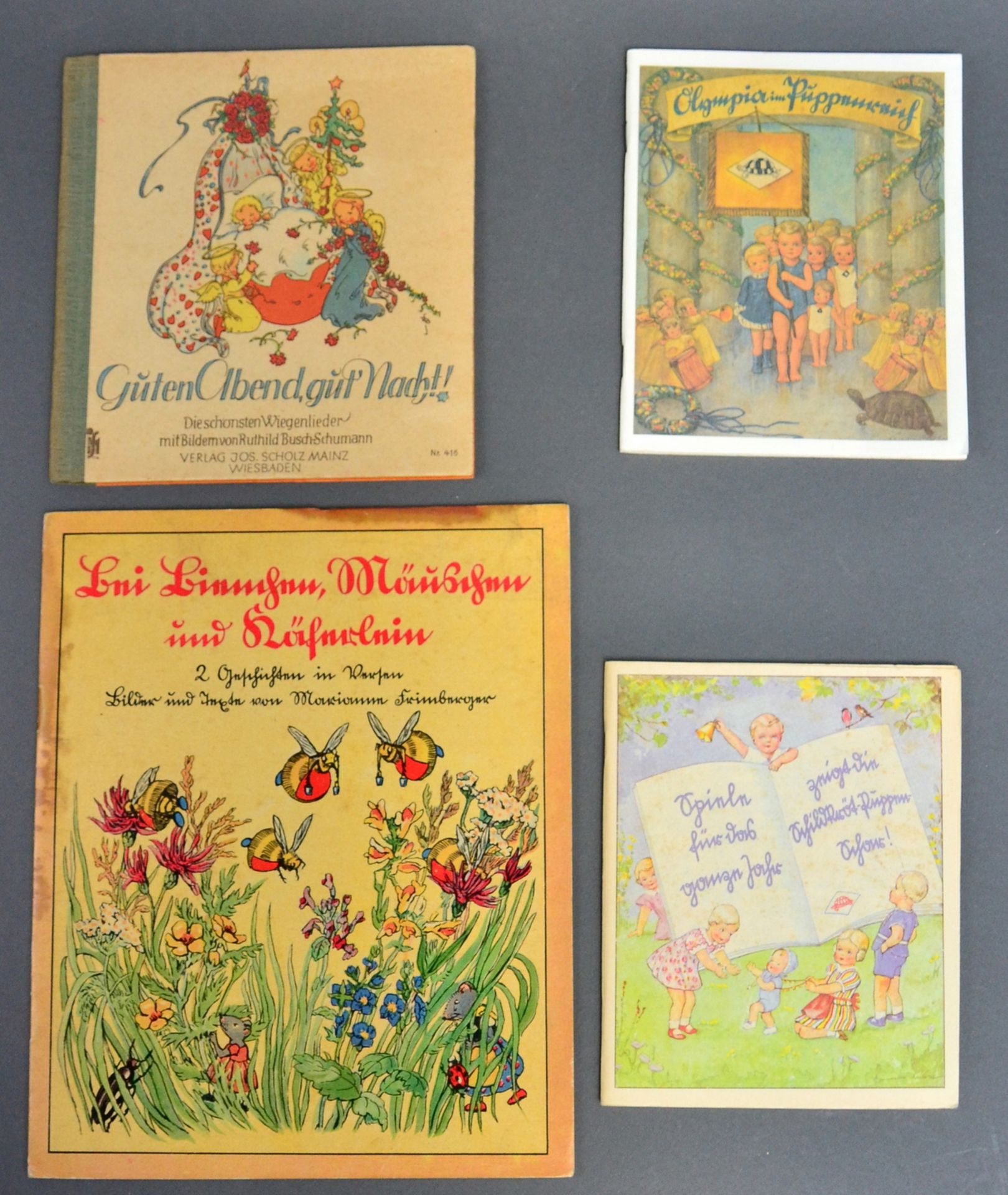 Konvolut Kinderbücher, 4 Stück, "Bei Bienchen, Mäuschen und Käferlein" Dr. Trenkler Verlag Lpz.