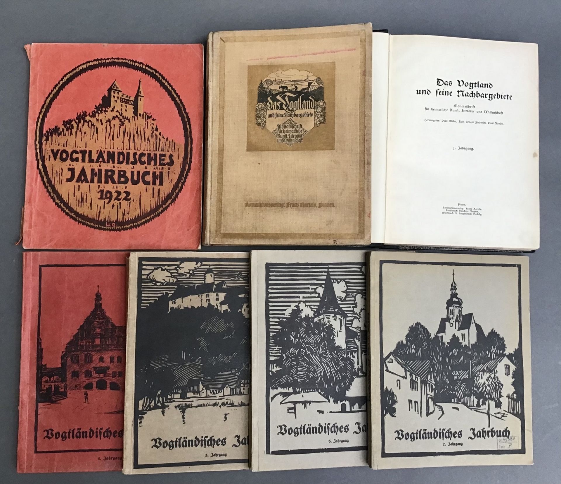 Konvolut Vogtlandliteratur, 2x geb. Ausgabe, "Das Vogtland u. seine Nachbargebiete, 1.Jahrg.