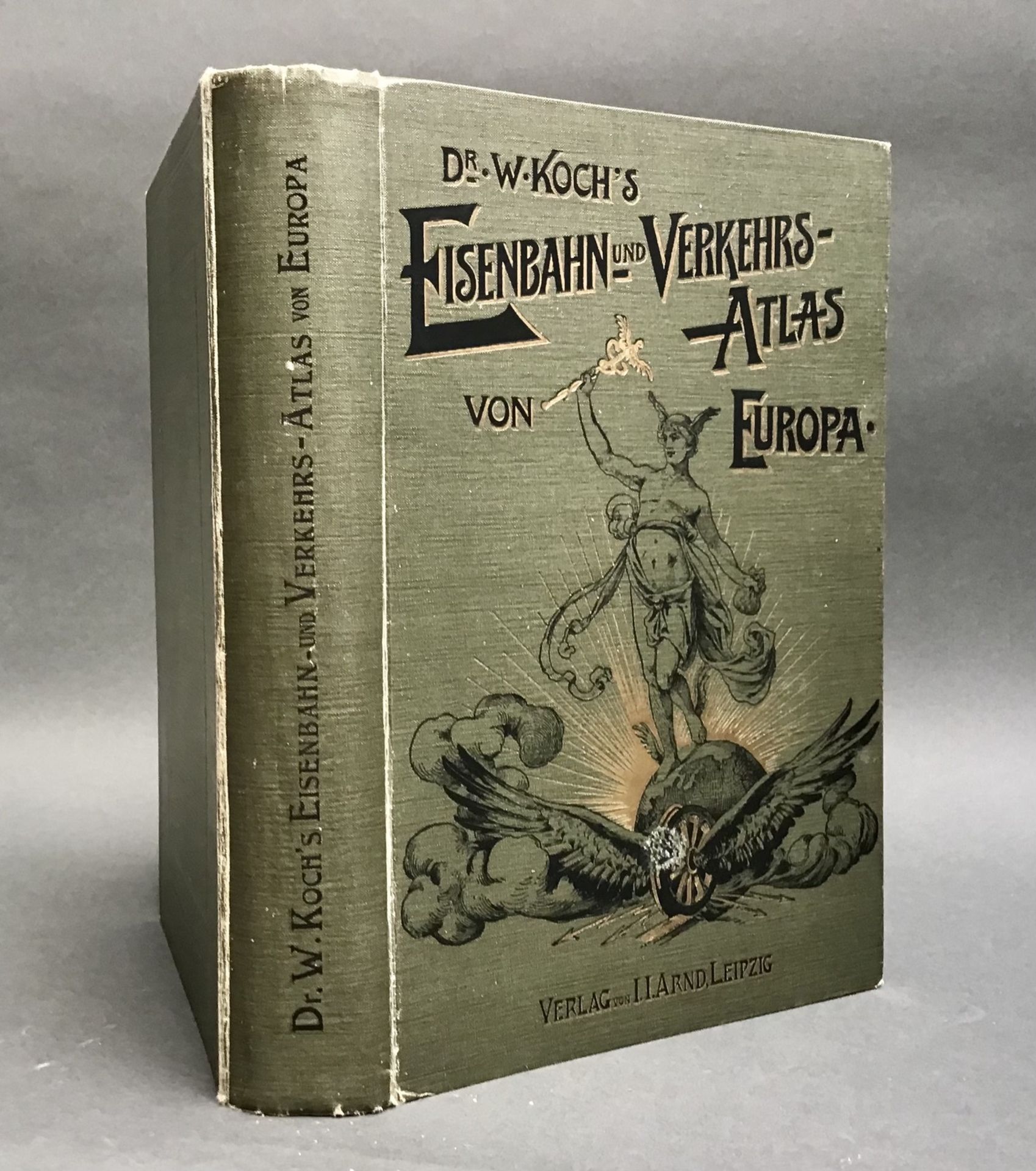 "Eisenbahn- und Verkehrs - Atlas von Europa" Dr. W. Koch 1907, mit in sechs Farben ausgeführter