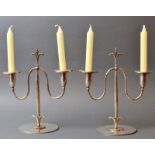 Paar Art Déco Leuchter für 2 Kerzen, um 1920, gemarkt: Stockholm Carl Gustav Hallberg,