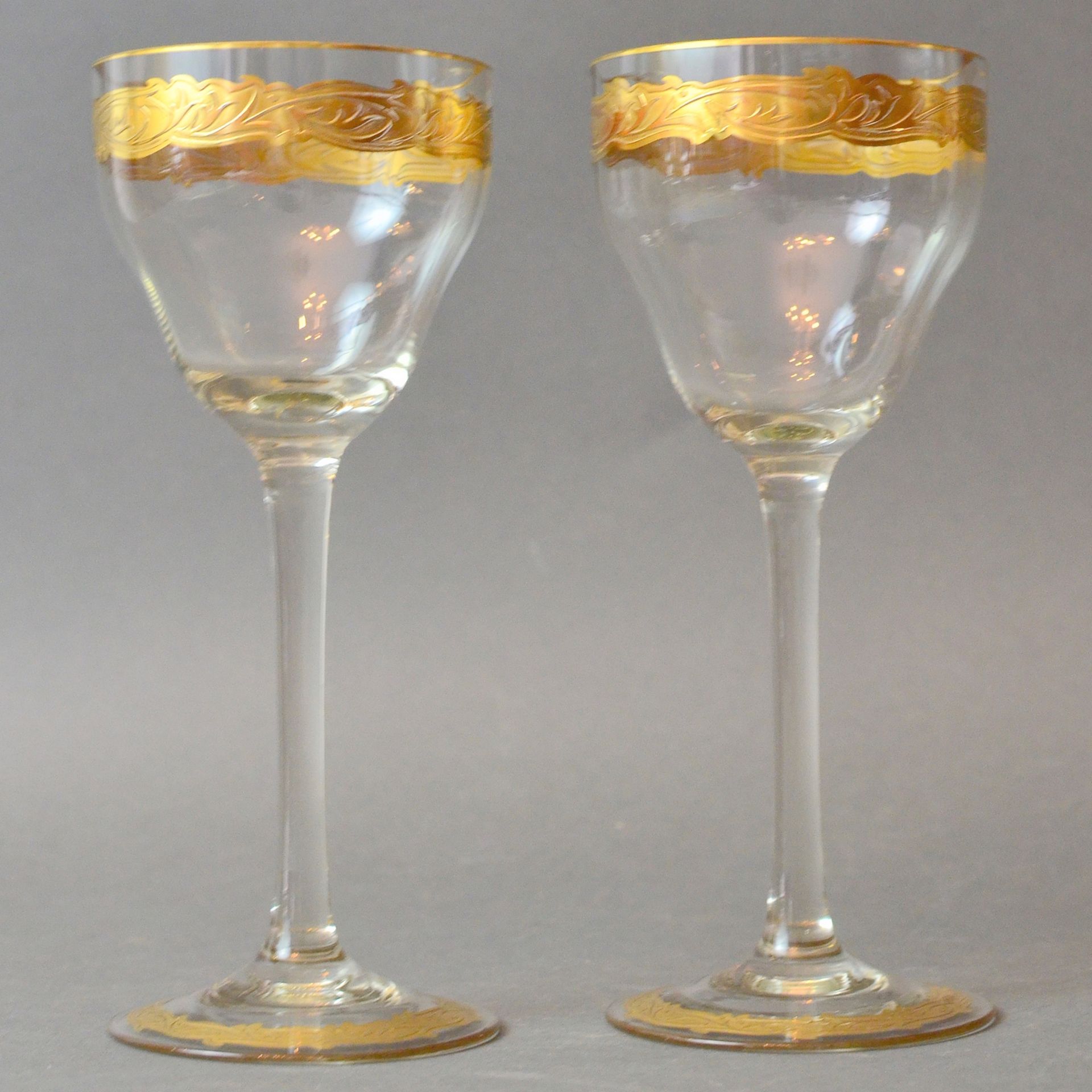 Paar Weinrömer, um 1910, farbloses Glas, wohl Bayer. Wald, mundgeblasen