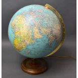 JRO-Multi-Globus, beleuchtet, mit Eichenholz-Standfuß und Metallbügel,
