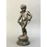 Bronzefigur Amor, um 1900, Bronze braun patiniert,