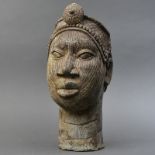 Benin Westafrika Bronze, Olokun-Maske, Darstellung des Oberhauptes des Olokum des Königreichs