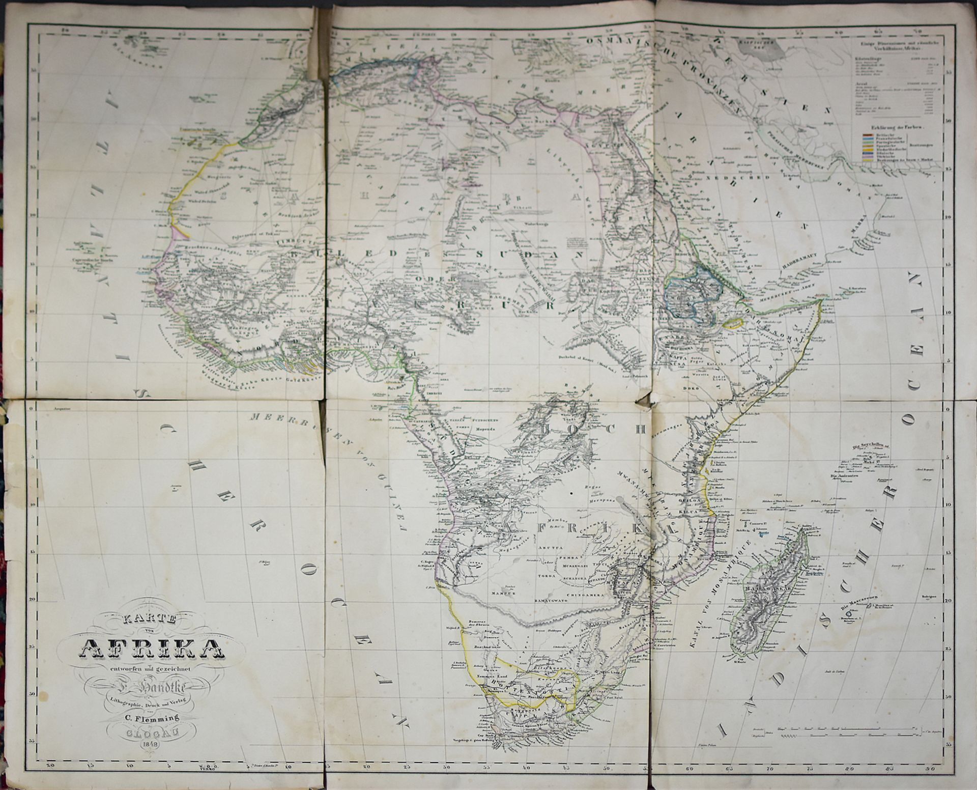 Topographische Lithographiekarte Afrika, Entw. F.Handtke