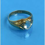 Aquamarin-Goldring, GG 333, besetzt mit einem echten, oval facettierten Aquamarin 1,6 ct,