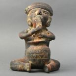 Tonfigur Kolumbien, wohl Chibcha-Kultur (1000-1500 nach Christus), H 25 cm