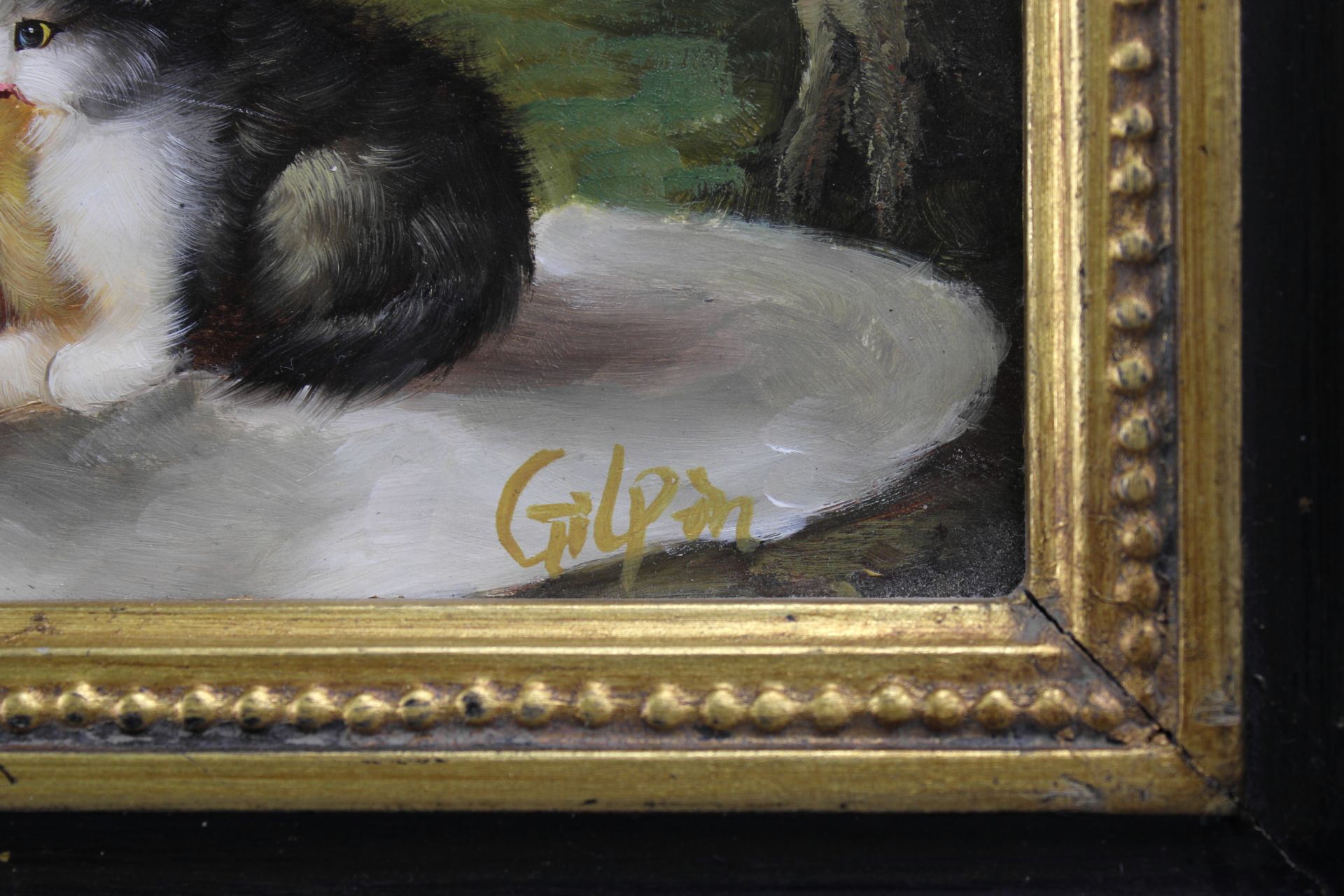 Gilpin, Maler 20.Jh., "Kätzchen", Öl/Holz, signiert, 12,5,x17,5 cm - Bild 3 aus 5