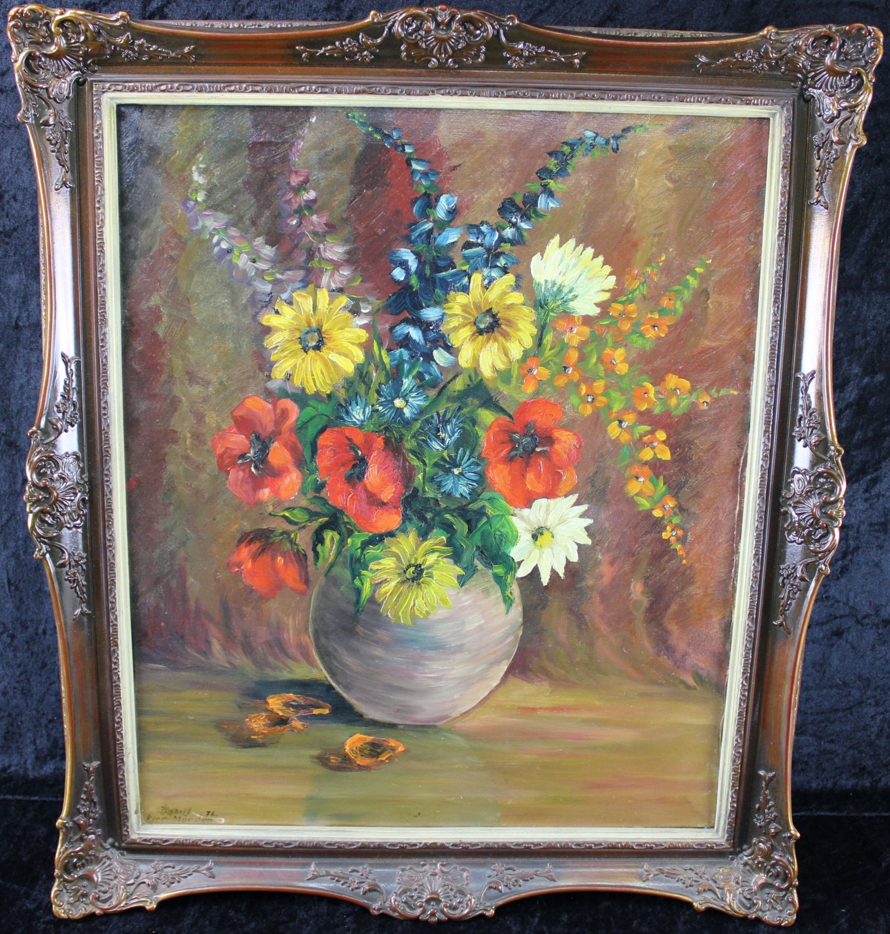 "Blumenstillleben", und. sig. u. Ortsbez. Hann.-Münden, datiert 1976, 59x49 cm