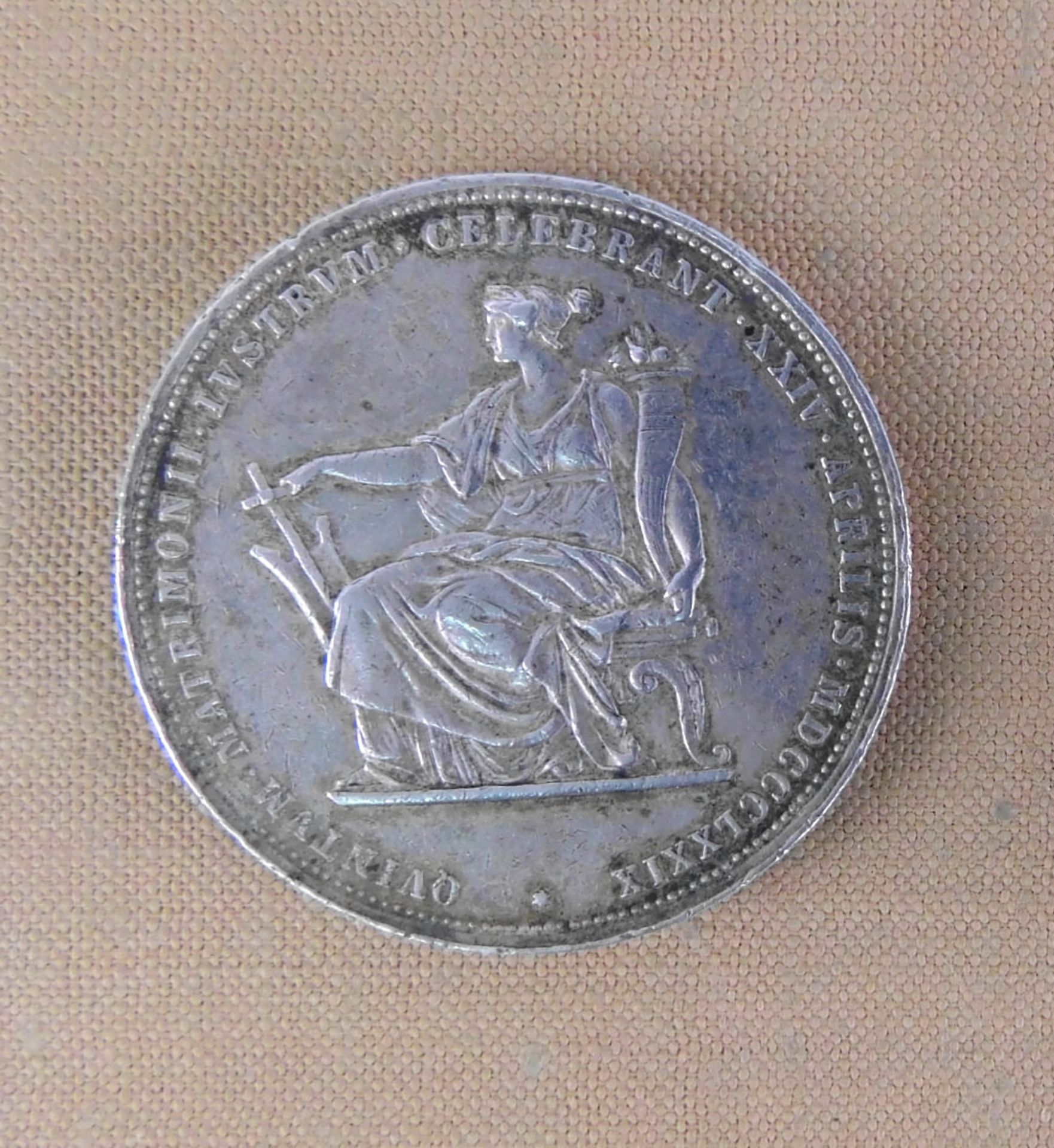 Silbermünze, 2 Gulden Österreich 1879 Silberhochzeit Kaiser Franz Joseph I./ Elisabeth - Bild 2 aus 2