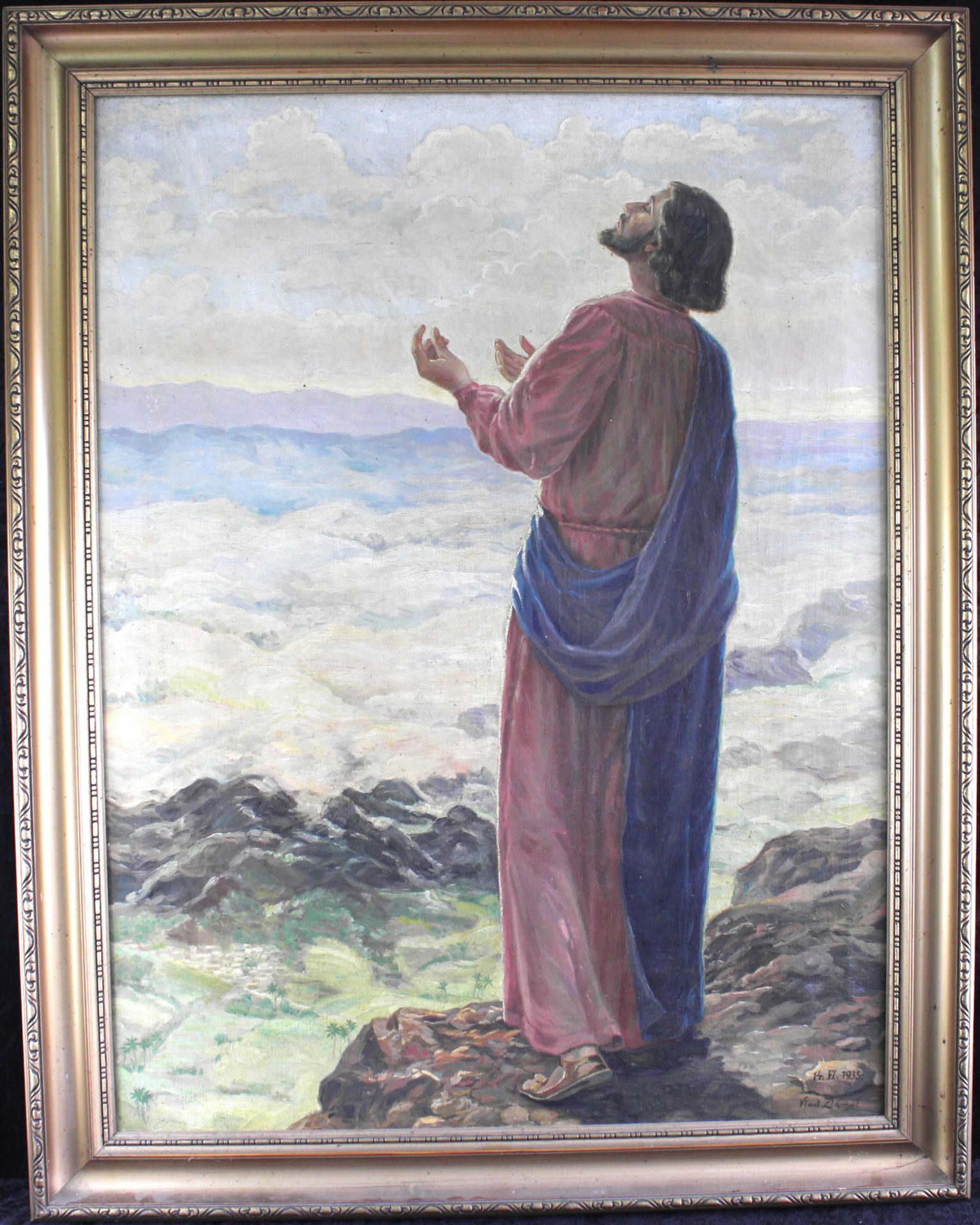 Vladimir Zlamal, Tschechei 20.Jh. "Jesus auf dem Berg" Öl/Leinwand, sig. u. dat. 1935, 106 x 80 cm