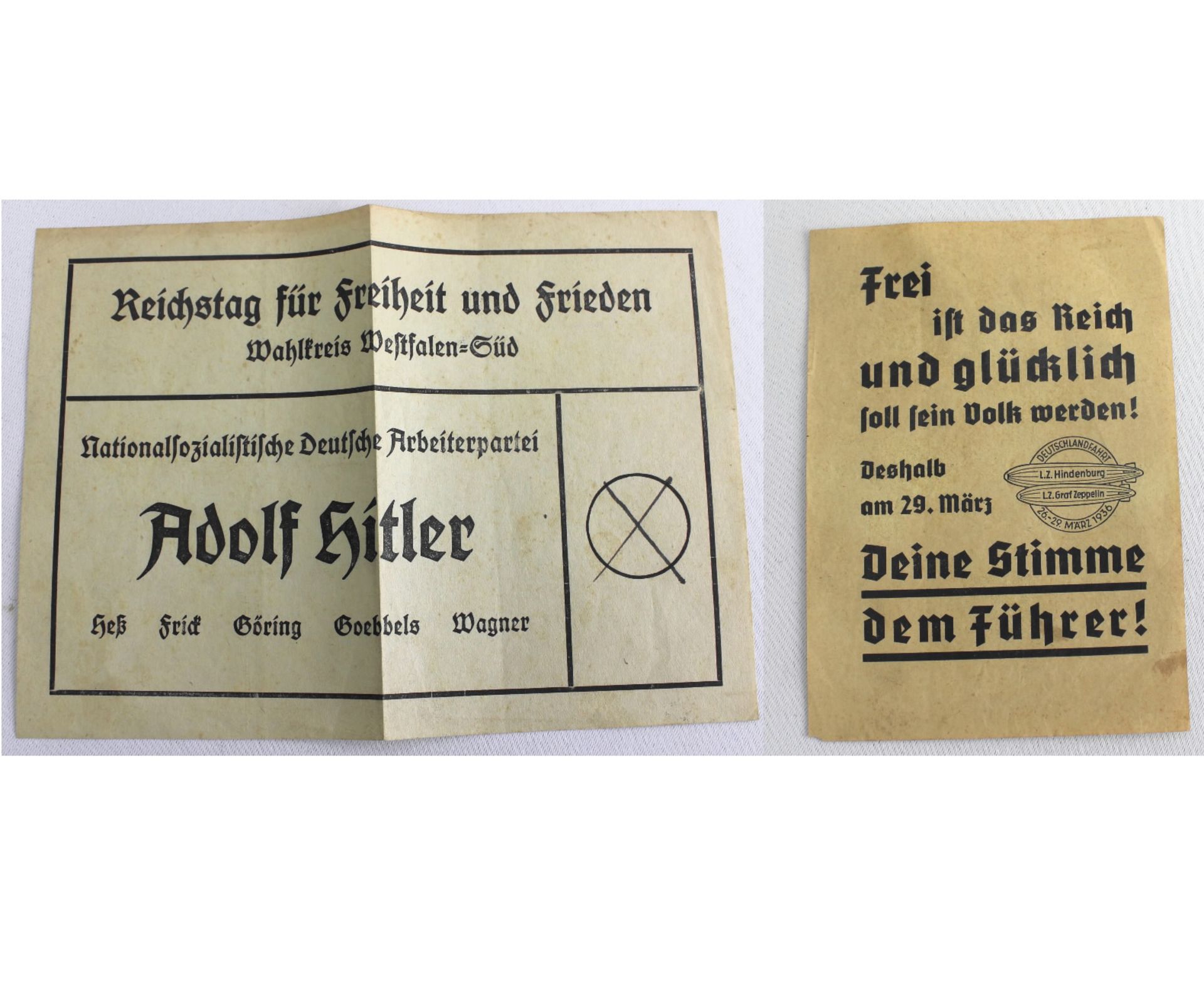 3. Reich, Propaganda, Wahlzettel und Flugblatt der NSDAP, Wahl 29.März 1936