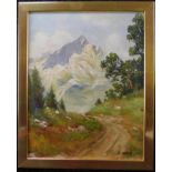 Hans Heimerl, Maler 20. Jh., "Alpspitze bei Garmisch" Öl/Platte, signiert, 30,5 x 24,5 cm