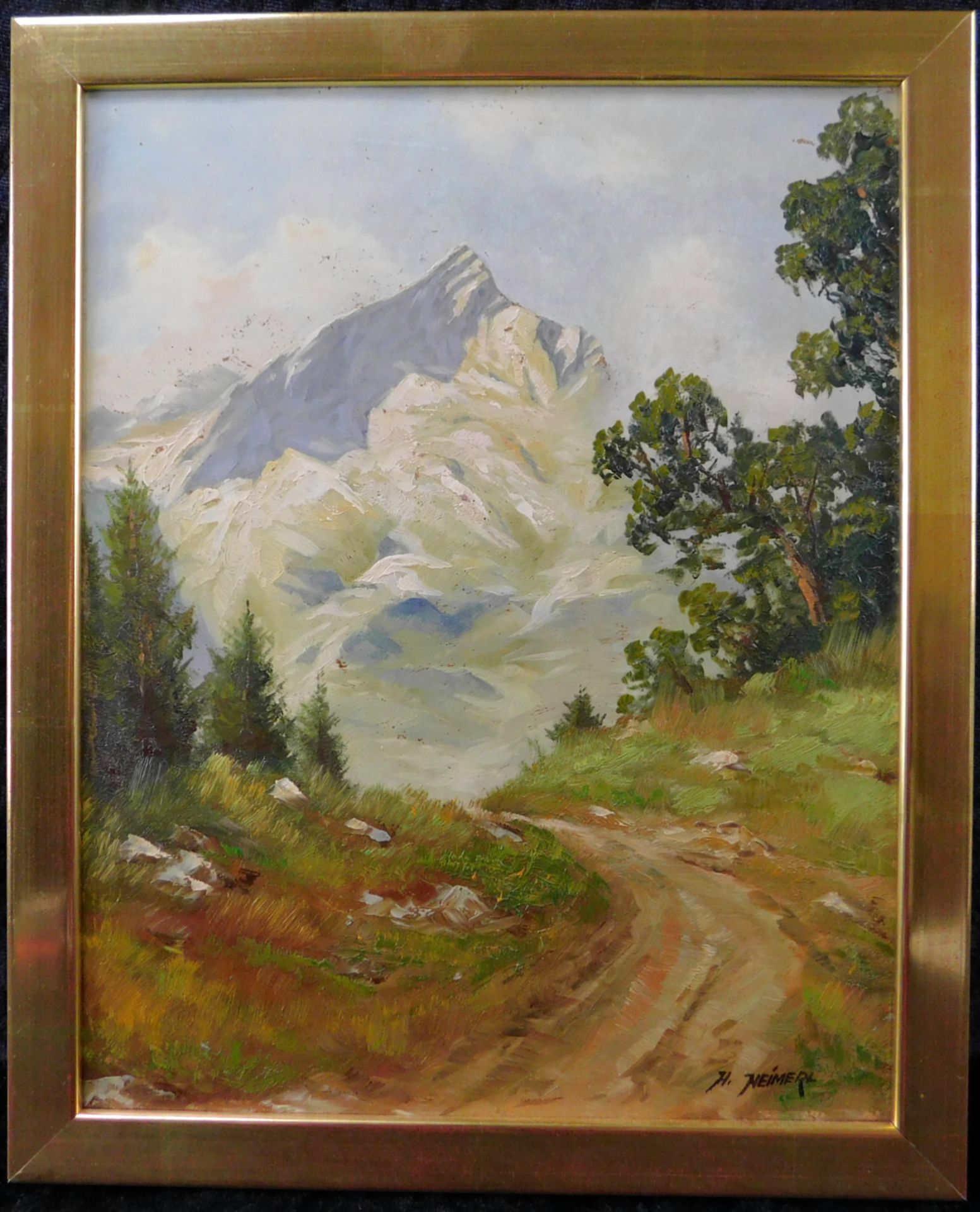 Hans Heimerl, Maler 20. Jh., "Alpspitze bei Garmisch" Öl/Platte, signiert, 30,5 x 24,5 cm