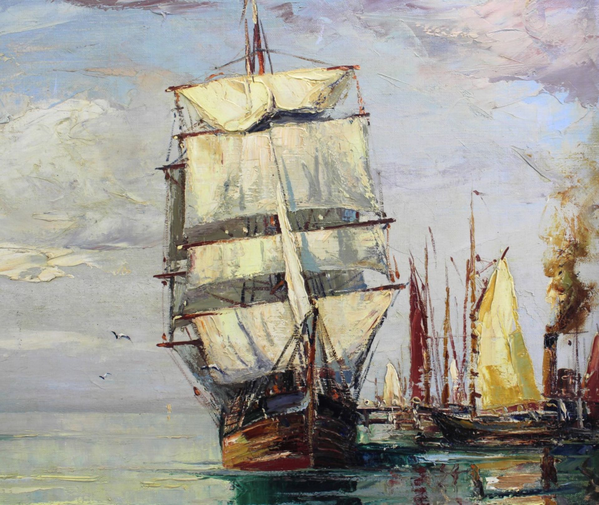 Adolf Schuhknecht *1889-1963 "Im Hafen", Öl/Leinwand, sig., 60 x 80 cm - Bild 4 aus 5