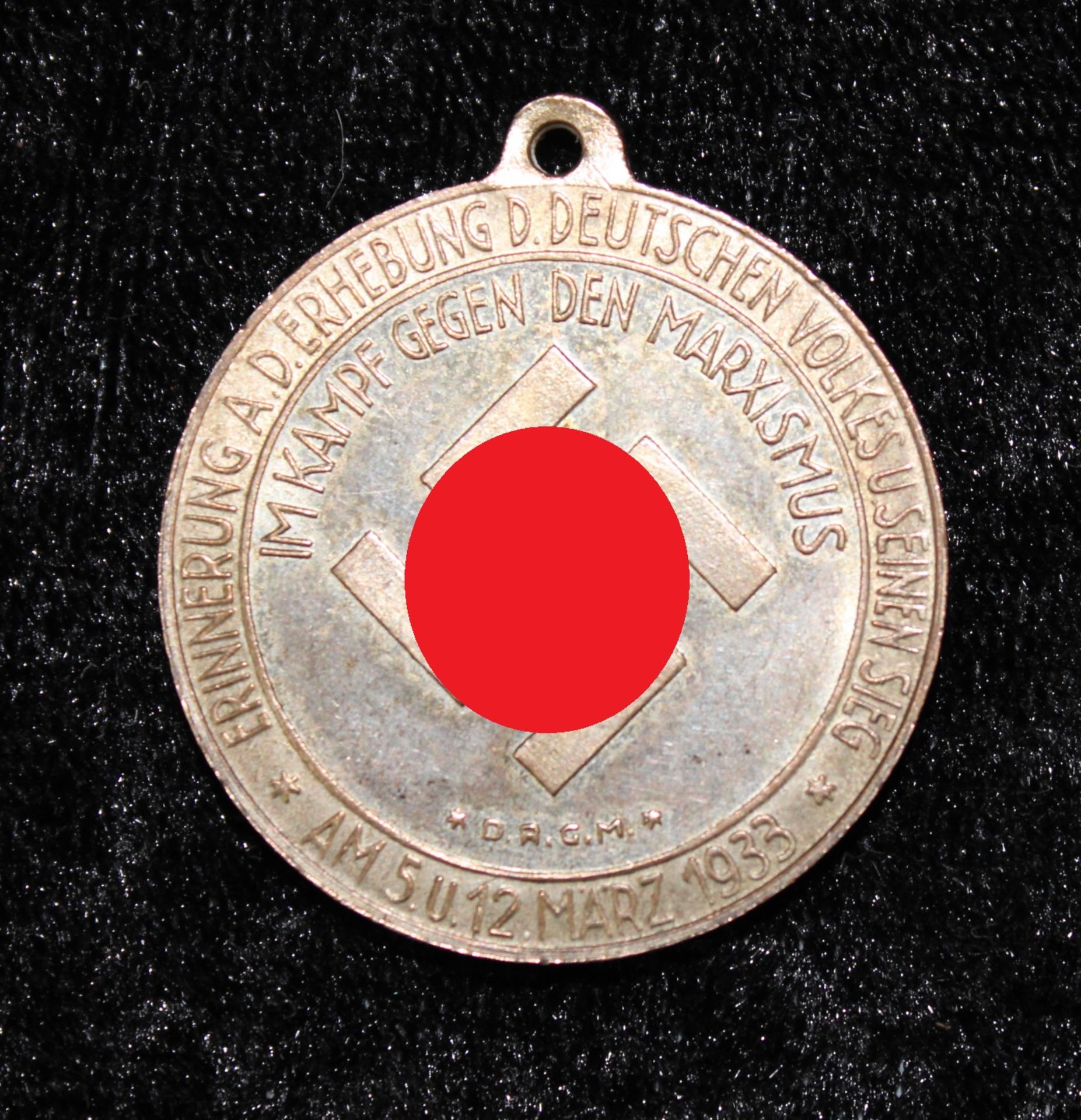 Bronzemedaille, vergoldet, Deutsche nationale Erhebung März 1933, Ø 30 mm, D.R.G.M. - Bild 2 aus 2