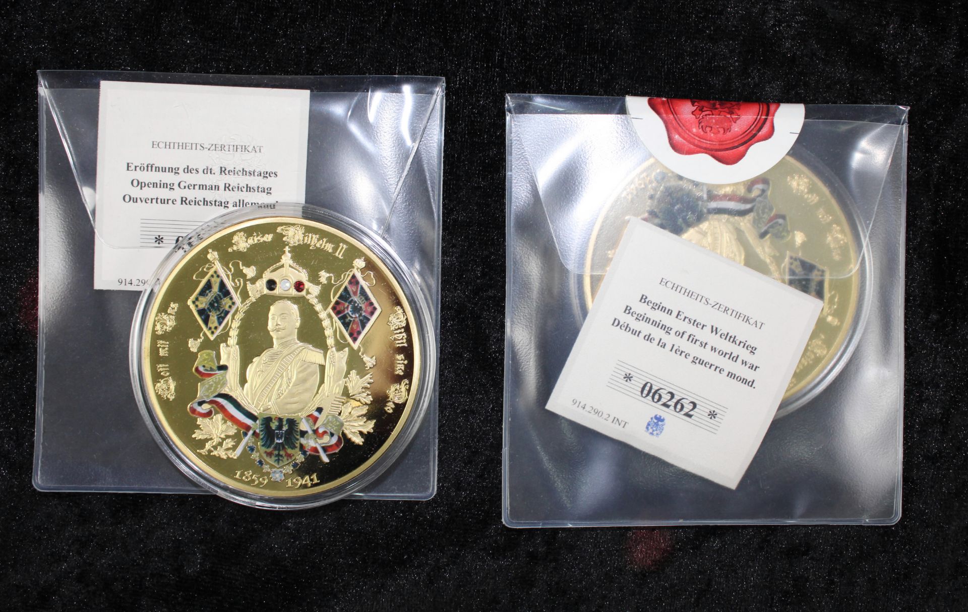 2 Medaillen, Gigantenprägung "100. Gedenkjahr Erster Weltkrieg" "Eröffnung d. deutschen Reichstages - Bild 2 aus 2