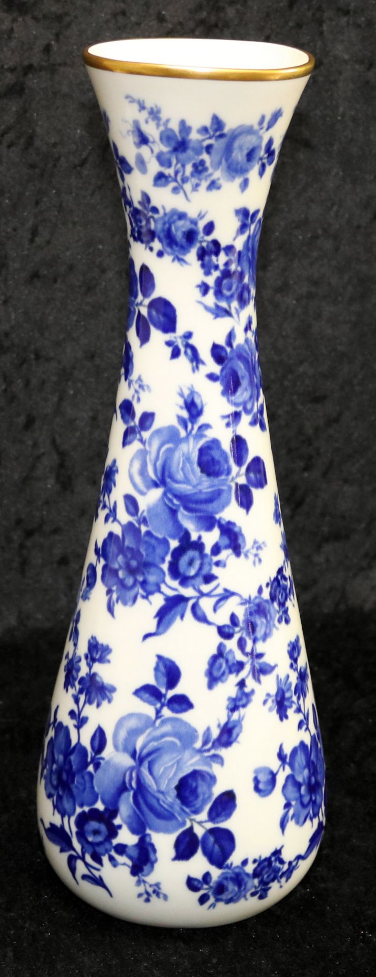 Kronach Bavaria Delft, Vase mit Goldrand, 1950er Jahre, Echt Kobalt Unterglasur, Nr. 273/4