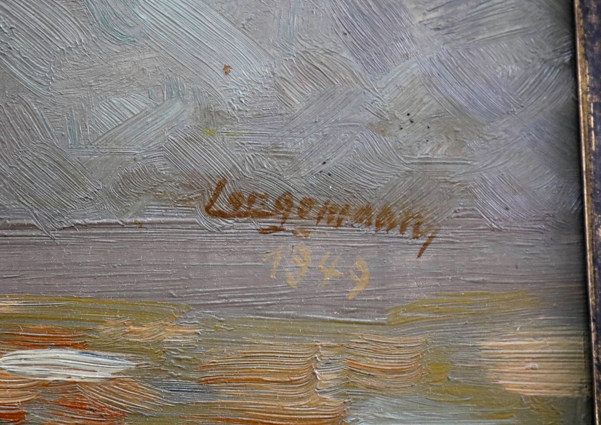 "Sonnenblumen", Öl/Leinwand, sign. "Langemann 1949", 50 x 71 cm - Image 3 of 5