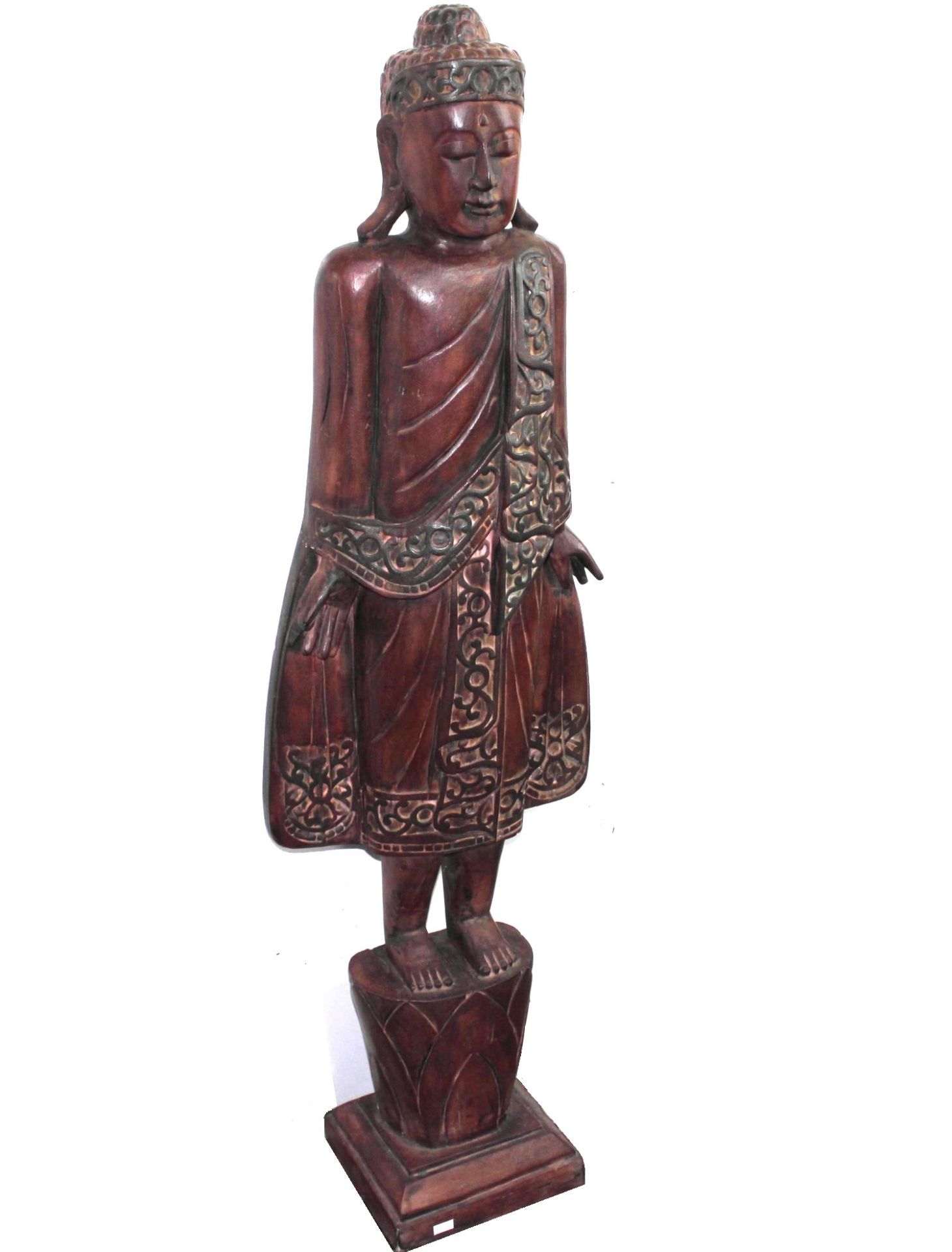 Buddha Statue, Mandalay Burma Stil, Massivholz geschnitzt, Thailand 20.Jh., H:153cm - Image 2 of 3