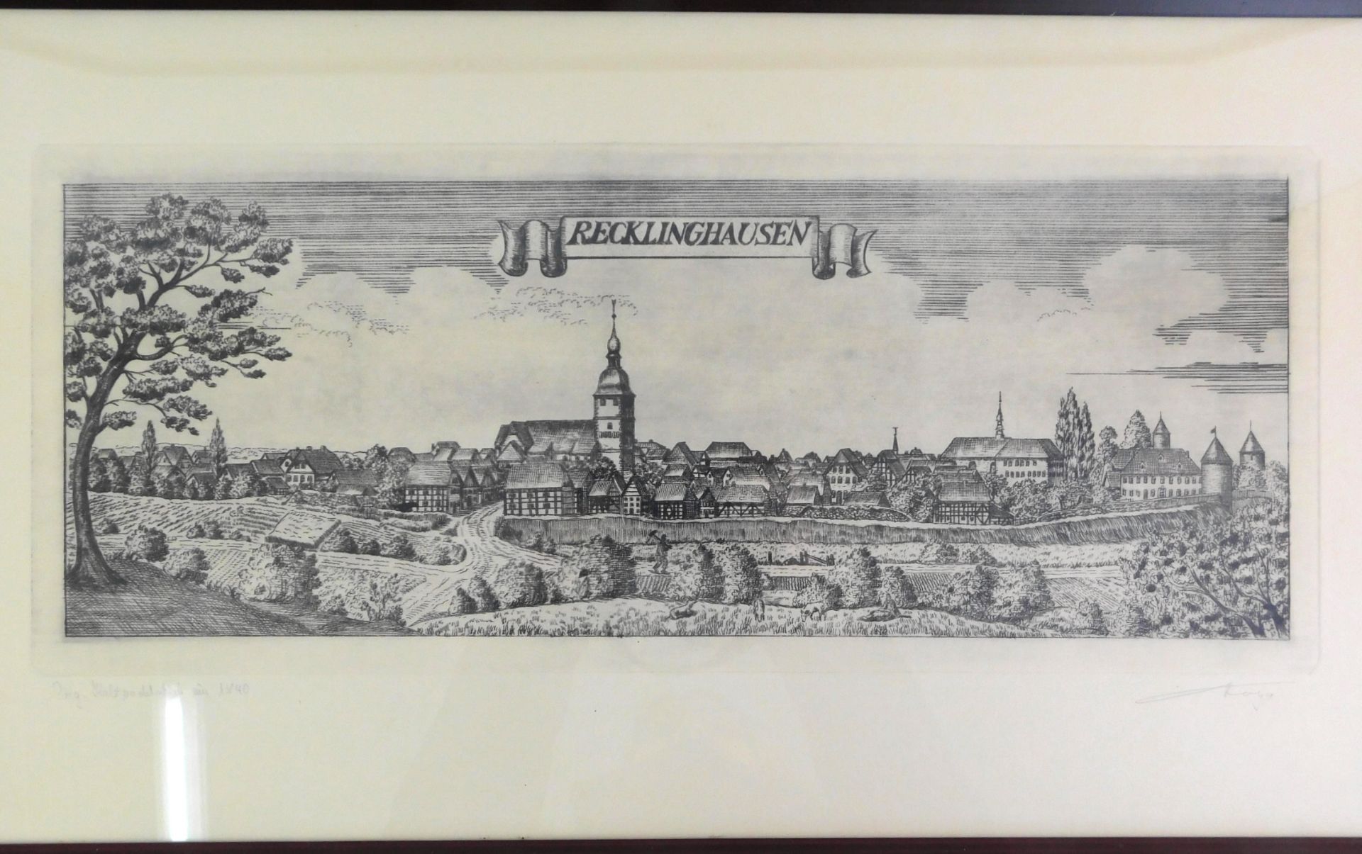 2 Radierungen Ansicht Essen und Recklinghausen, sig. Waldemar Hoya, *1889-1952 - Bild 2 aus 3