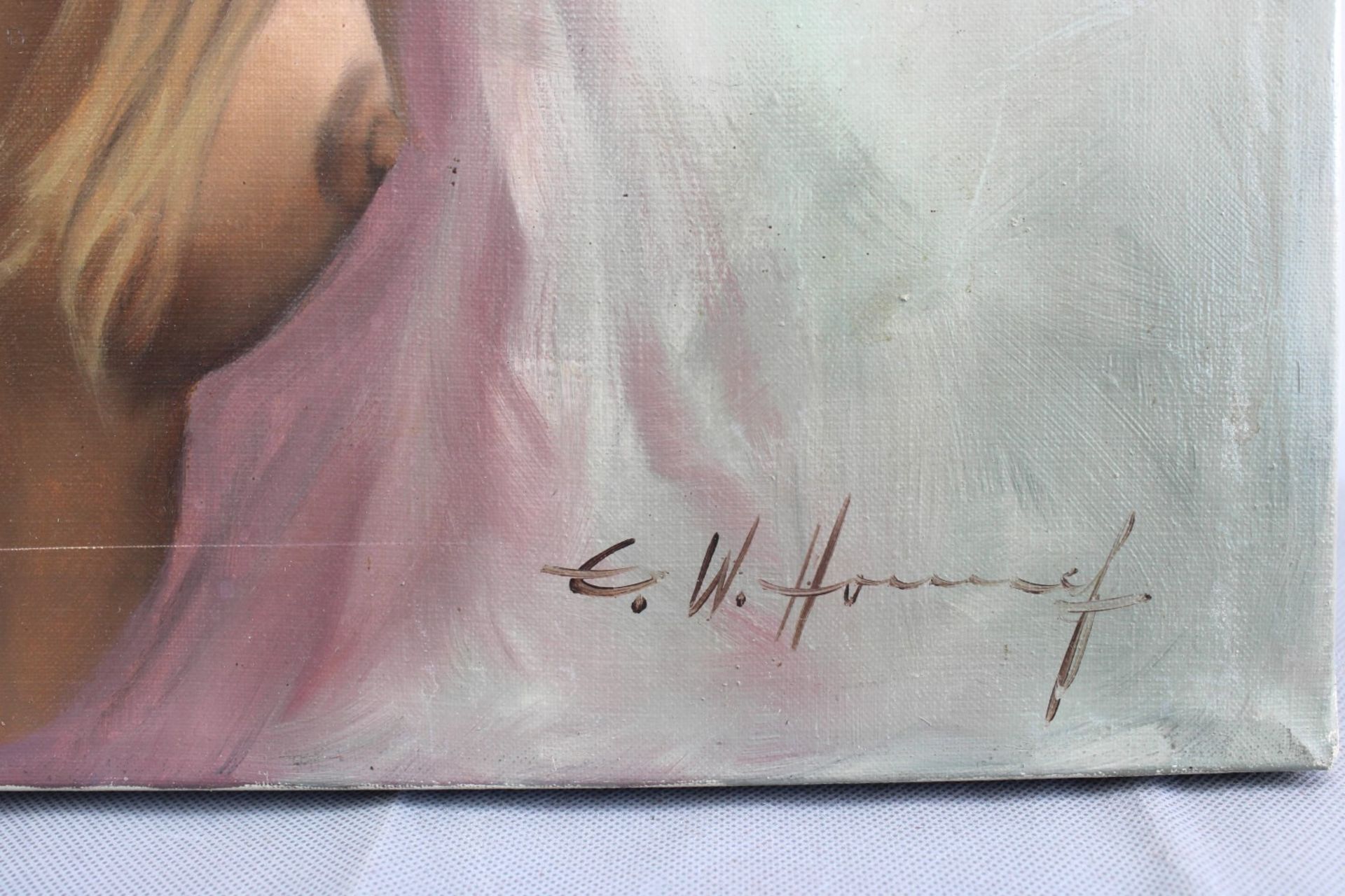 Ewald Honnef (*1924-1975) "Weiblicher Halbakt" Öl/Leinwand, sig., 60 x 50 cm - Bild 2 aus 3