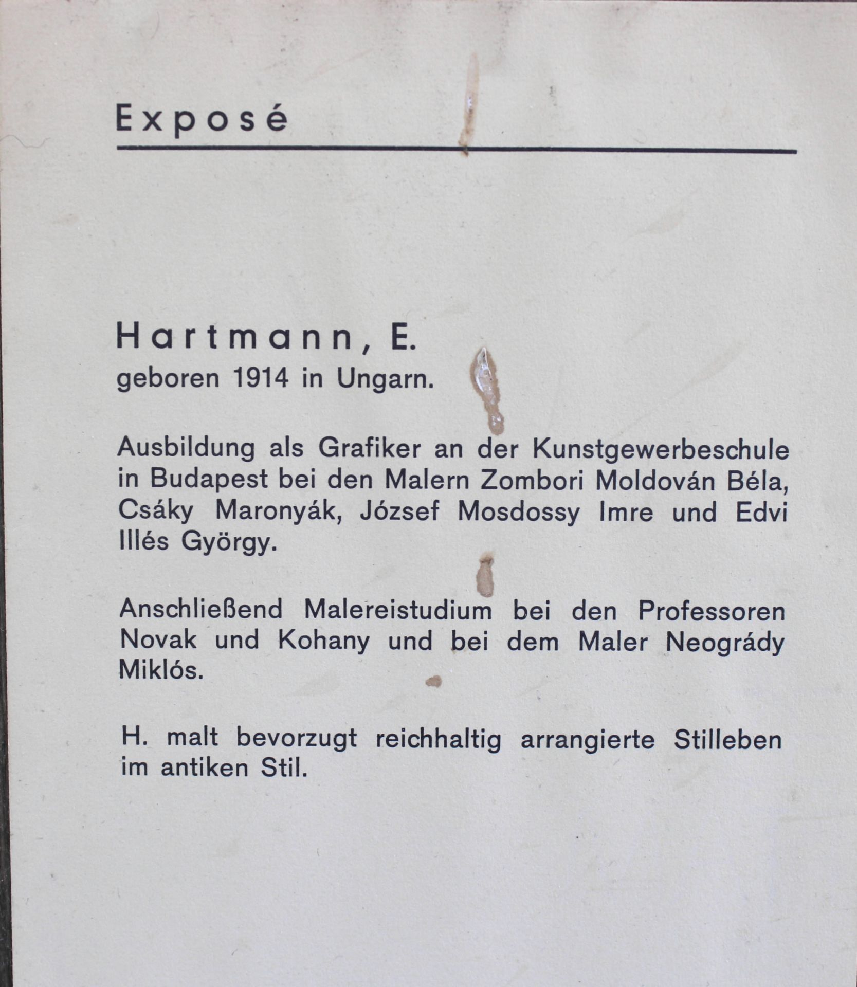 E. Hartmann *1914 Ungarn, Stillleben im altmeisterlichen Stil, Öl/Holz, sign. 40,5x30,5 cm - Image 5 of 5