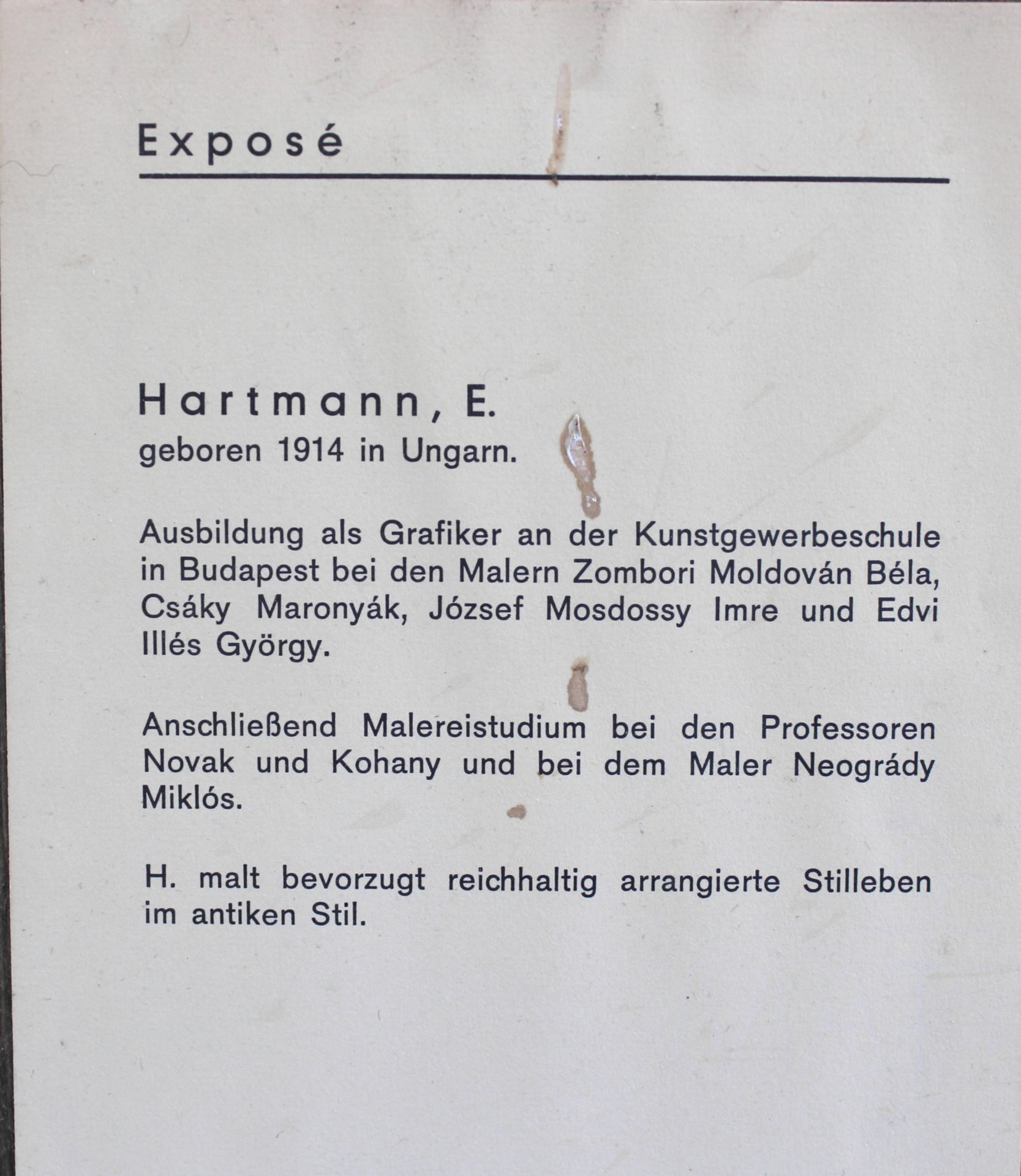 E. Hartmann *1914 Ungarn, Stillleben im altmeisterlichen Stil, Öl/Holz, sign. 40,5x30,5 cm - Bild 5 aus 5