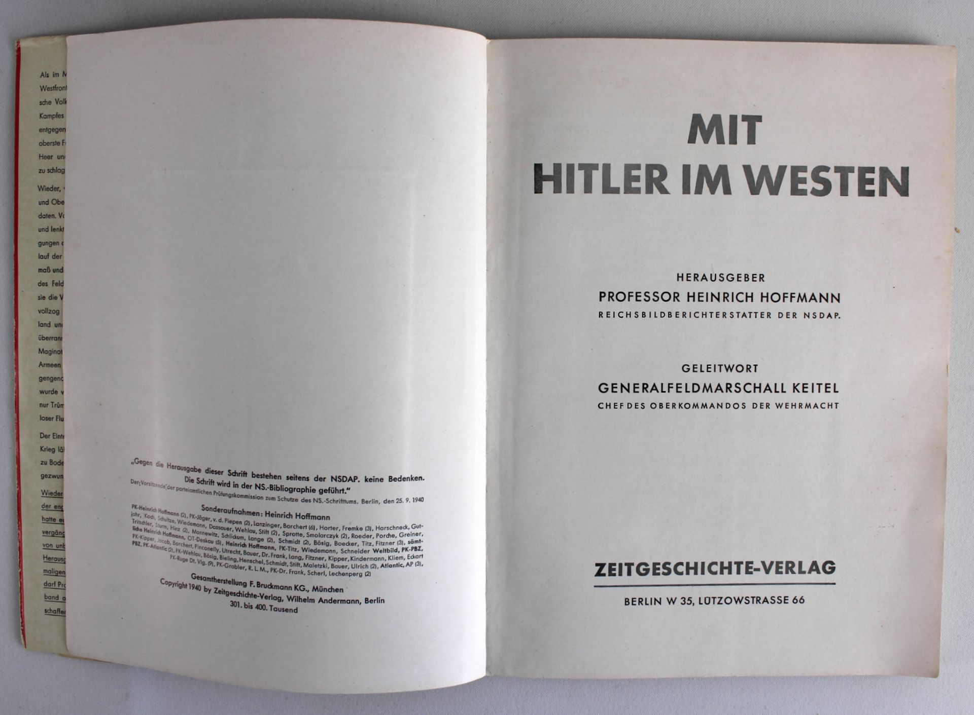 Bildband "Mit Hitler im Westen", Heinrich Hoffmann, mit Widmung, Zeitgeschichte-Verlag 1940 - Image 3 of 4