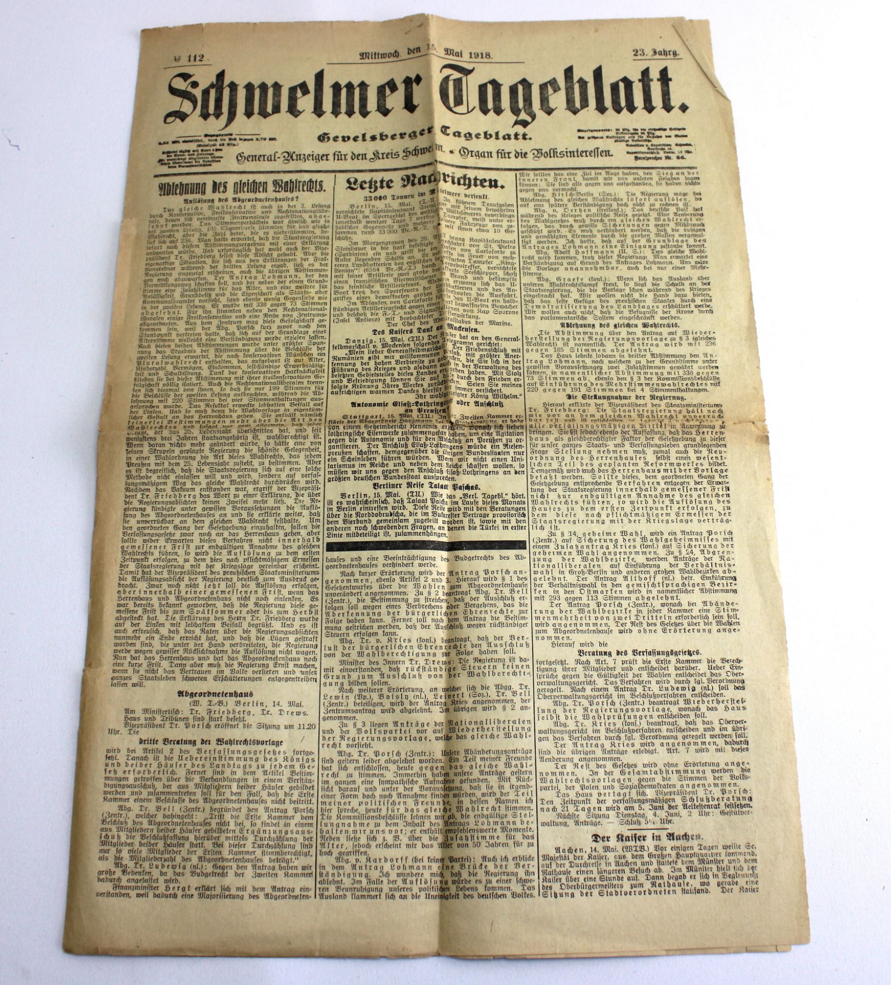 Preußen, Konvolut Zeitungen 1914 "Mobilmachung" und 1918, Schwelm und Köln - Image 4 of 5