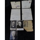 Autogrammkarten Erhardt, Adenauer, Bismarck/2 Briefe von Nasser, ägypt. Staatspräsident