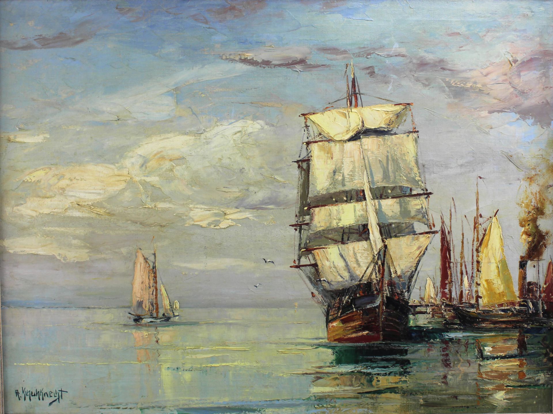 Adolf Schuhknecht *1889-1963 "Im Hafen", Öl/Leinwand, sig., 60 x 80 cm - Bild 2 aus 5