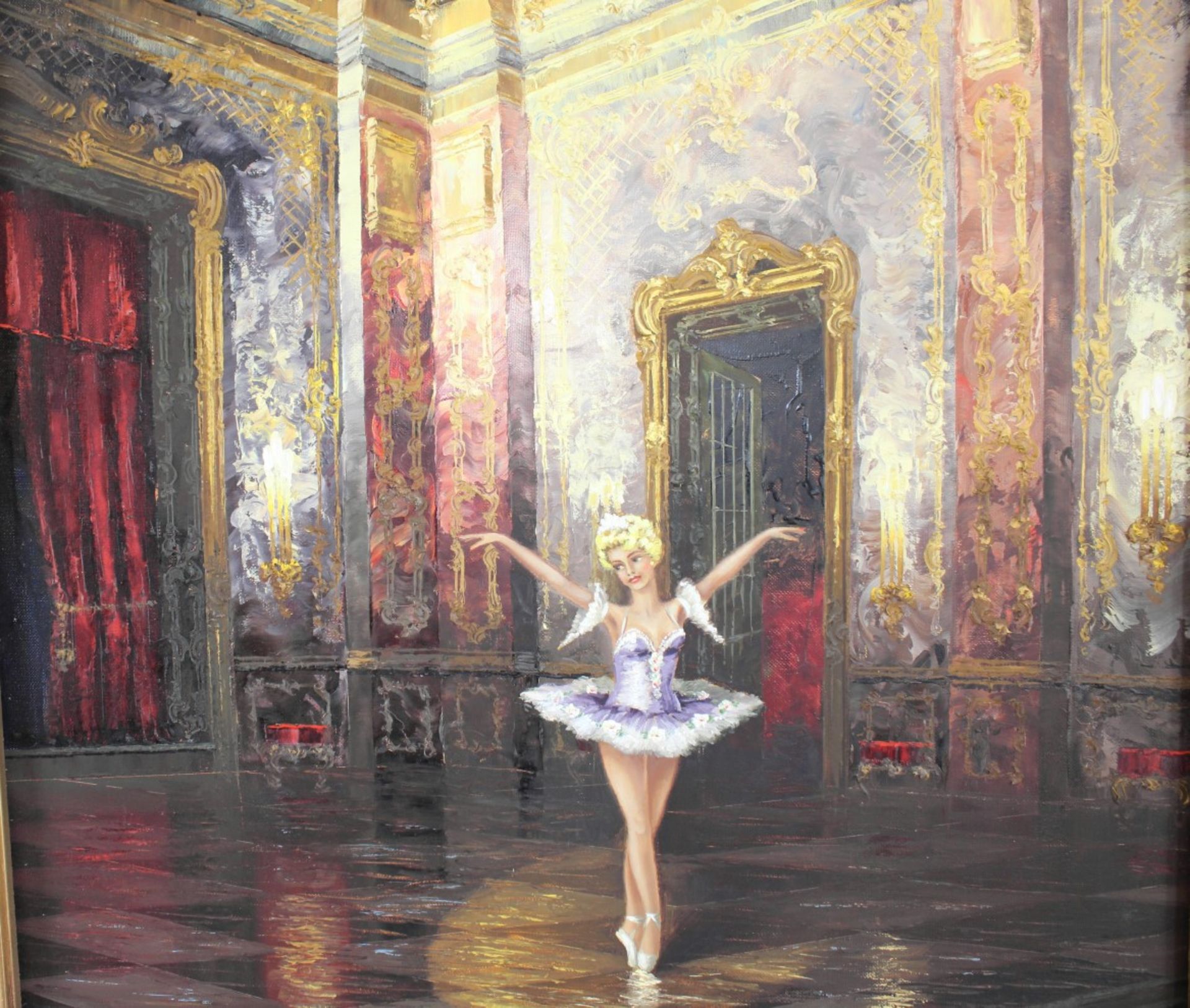 Hema, Wiener Künstler 20. Jh., "Ballerina im Rokoko-Saal", sig. u. Ortbez. München, Öl/Leinwand, - Bild 6 aus 6
