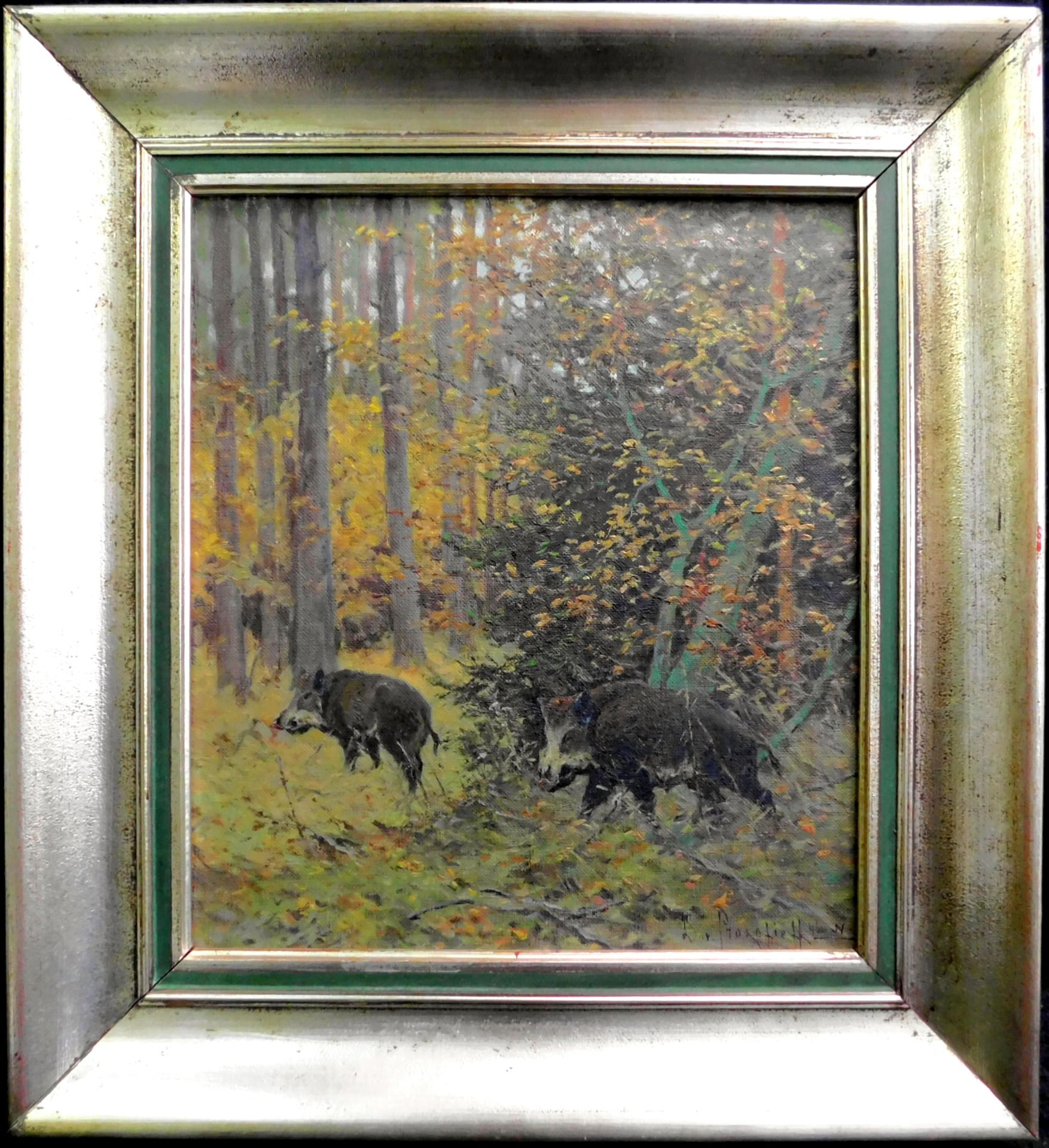 Dimitri von Prokofieff *1870 Nikolajew-1950 Kevelaer, "Wildschweine" Öl/Leinwand, sig. u.dat. (19)46