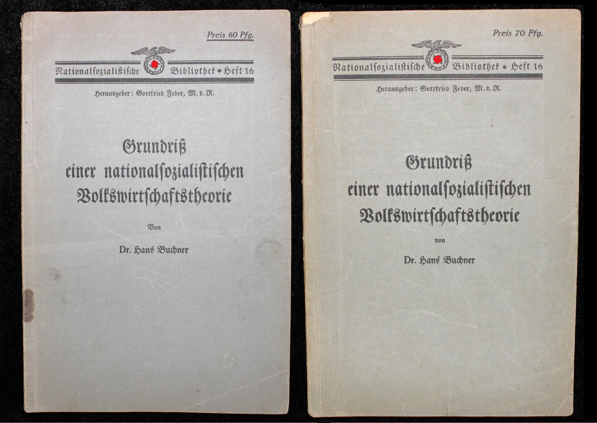 2 Hefte "Grundriss e. nationalsoz. Volkswirtschaftslehre", 1930 + 1933, Dr. Hans Buchner